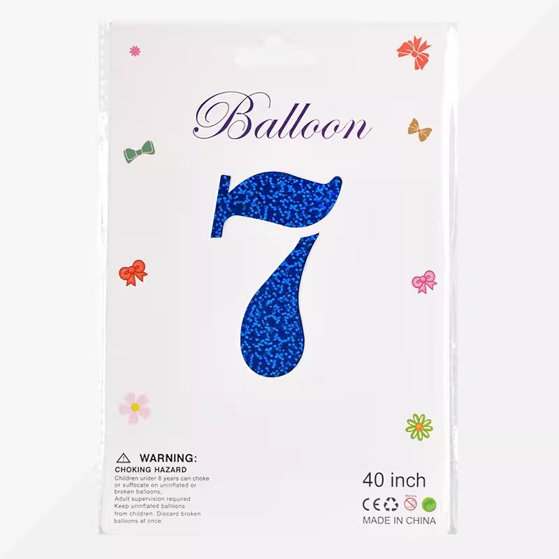 Large 40-Inch Navy Blue Laser Number Foil Balloon for Birthday Decoration