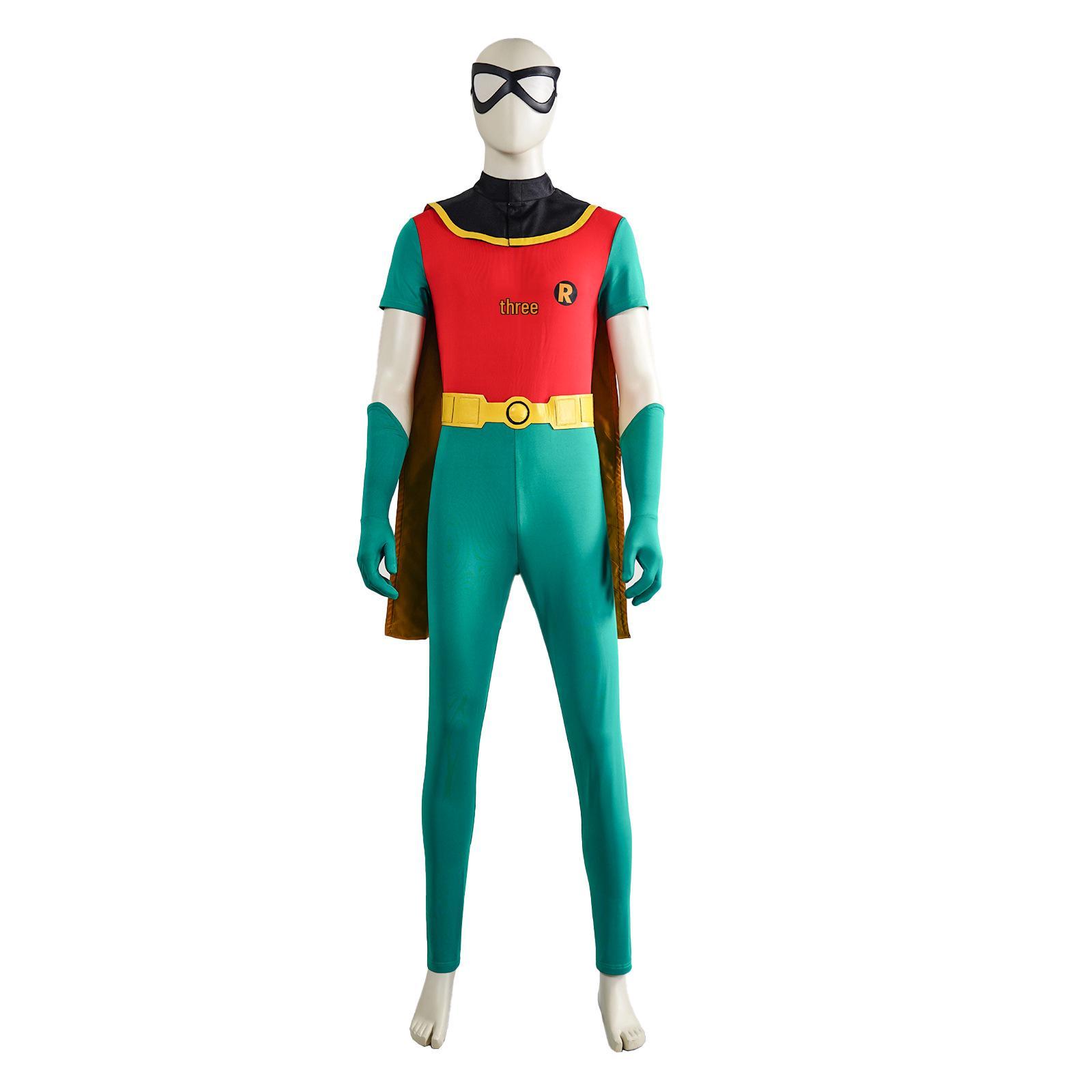 

Robin Superhero Halloween Cosplay Costume Jumpsuit with Cape XXL