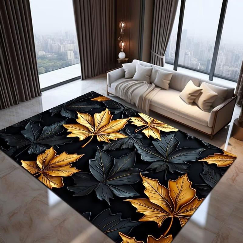 Luxury Ginkgo Biloba Printing Large Area Rug Non-Slip Wear-resistant Carpet for Living Room Bedroom Soft Floor Mat Home Decorate