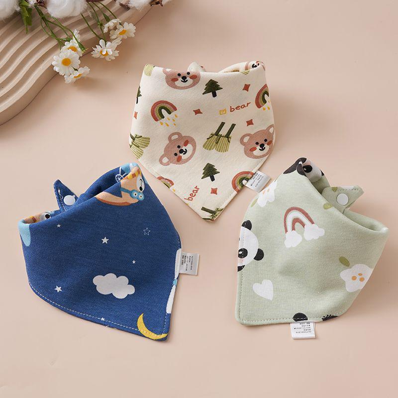Newborn Pure Cotton Snap Bib - Double Layer Triangle Scarf for Babies