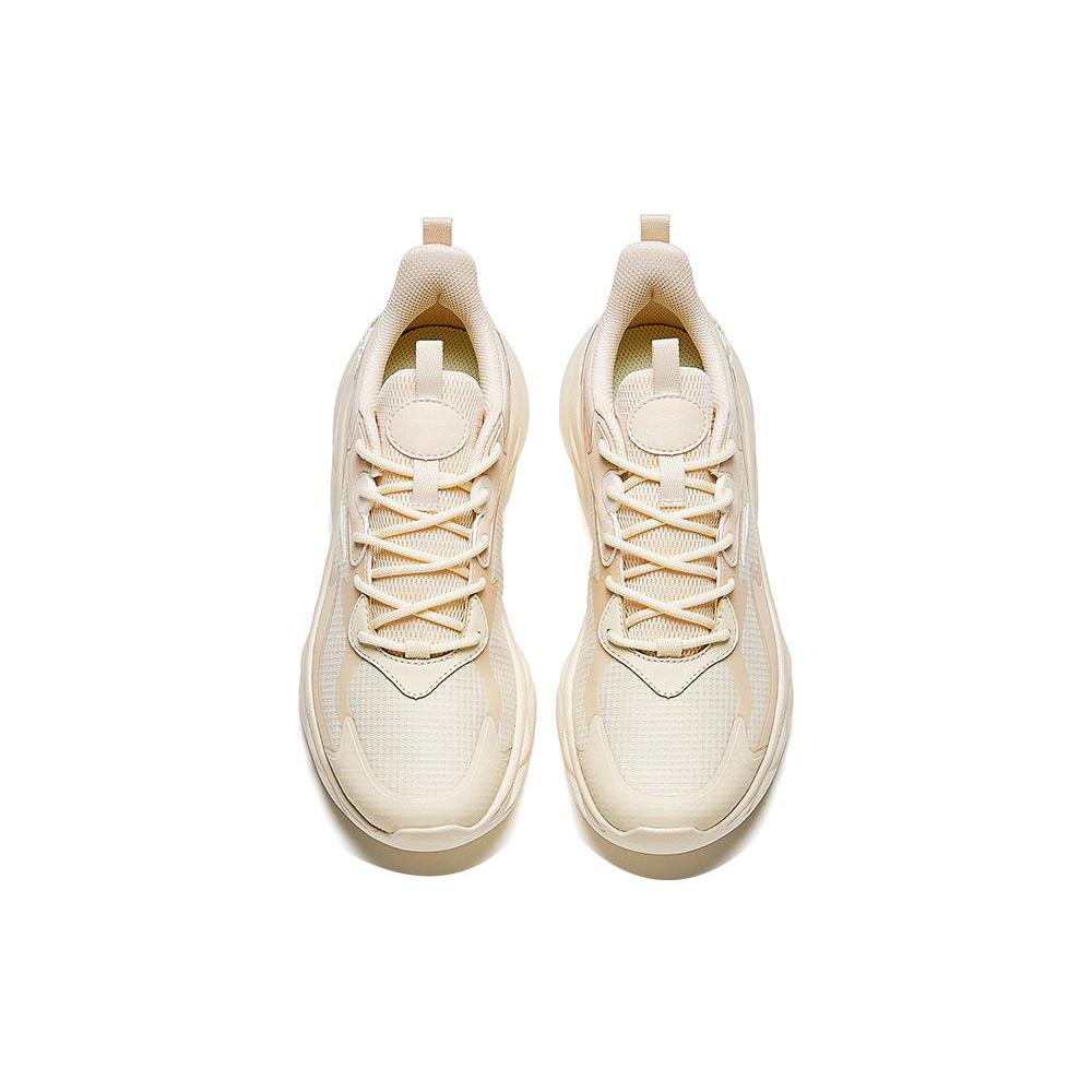 New Anta Mianbomb 2 Cushioned Slip Resistant Abrasion Resistant Low Top Sprint Running Shoes Women's Beige Yellow 922345577-3