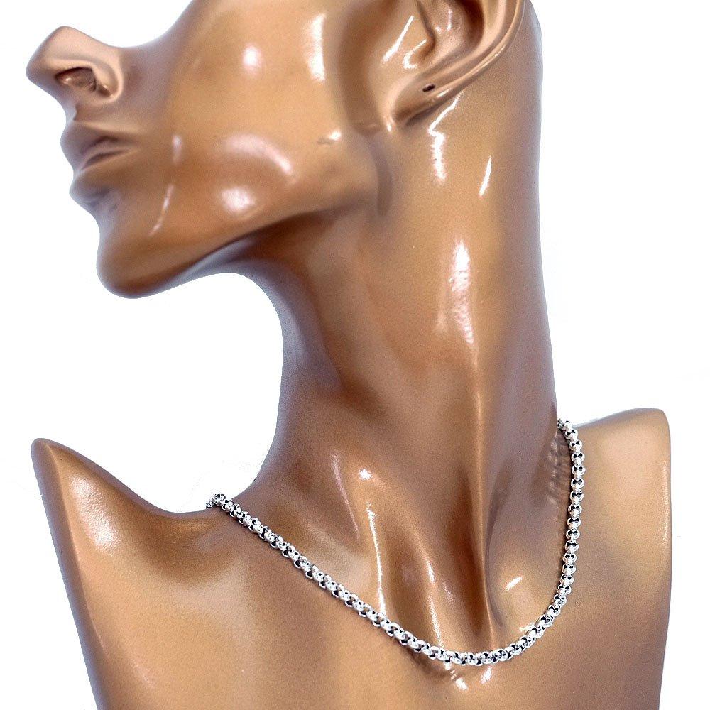 Silver One 925 Silver Round Necklace Chain for Men [Silver, 3mm Wide, 51cm Long]