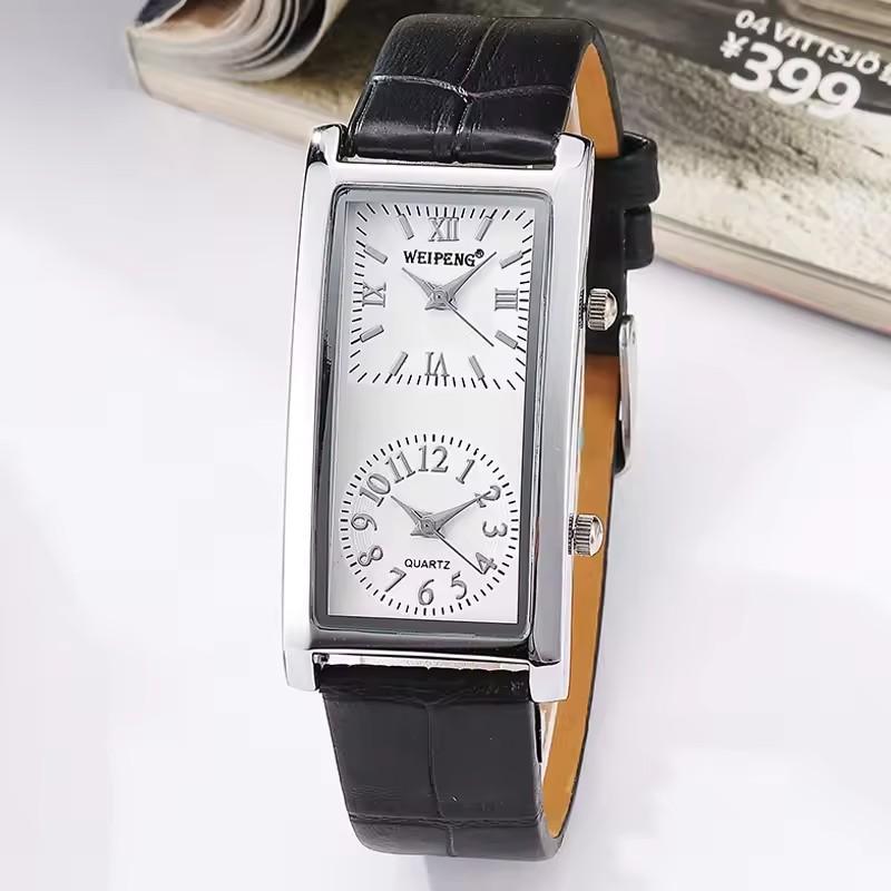 

Dual Time Zone Men s Women s Rectangle Wrist Watch Fashion Watch for Couples Quartz Watch белый/чёрный