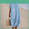 Cotton Linen Casual Dress With Vneck For Summer Womens Fashion