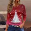 Women's Fashionable Casual Three Quarter Sleeve Christmas Printed Round Neck Top