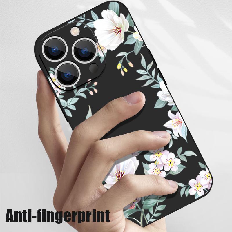 Plain Floral Pattern Shockproof Soft Case For iPhone 16 Pro Max 15 14 Pro 13 12 Mini 11 XS XR 8 7 Lanyard TPU Lens Protection Slim Matte Phone Cover