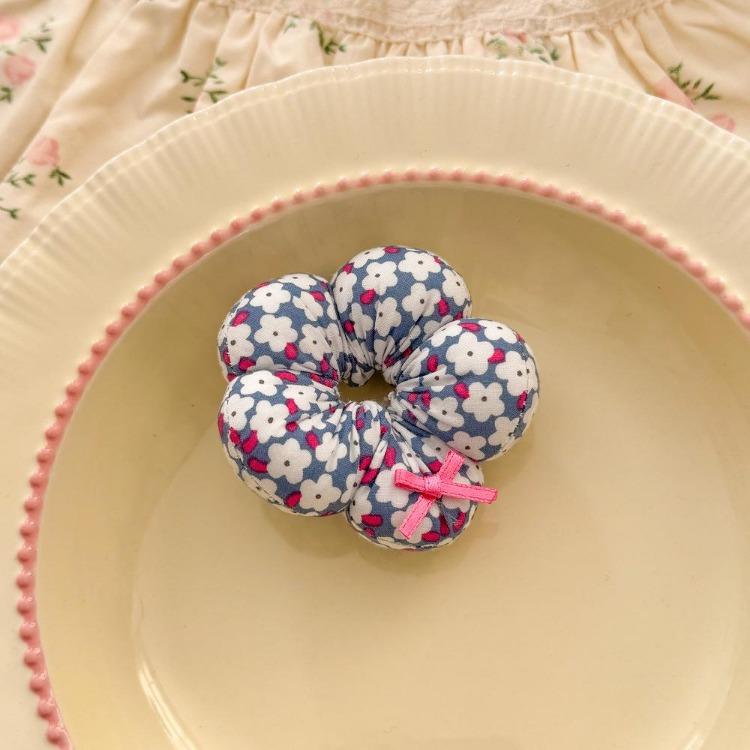 Sweet Floral Sponge Hair Scrunchies Cute Floral Hairbands Children Girls Cute Kawaii Ponytail Holder Hair Styling Accessories