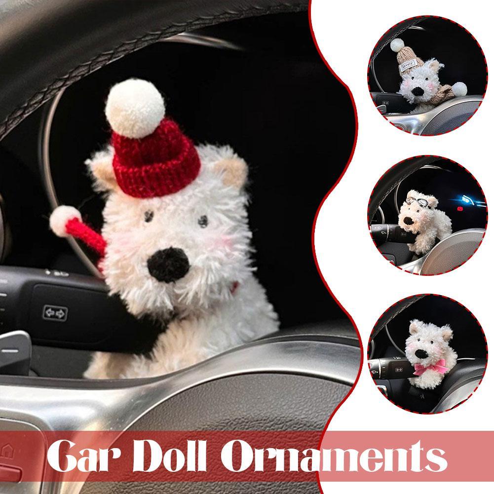 

Car Pendant Kawaii Dog Doll Ornaments Car Wiper Turn Signal Switch Decoration Puppy Plush Doll Clutch Pendant Car Interior Decor