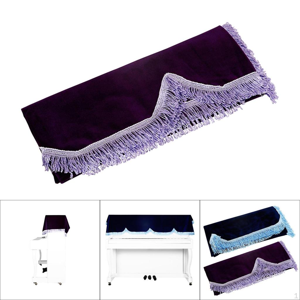 Luxurious Velvet Upright Piano Top Cover with Elegant Tassel Embellishments