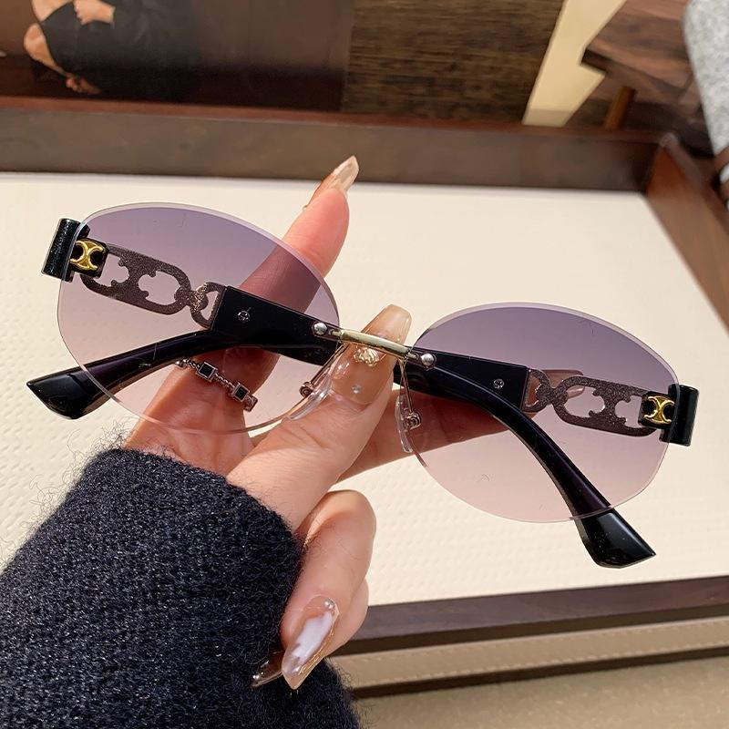 JYL TS Sunglasses UV Frameless Cutout Ellipse Cutout/90309 B-2425 румяна лаванды