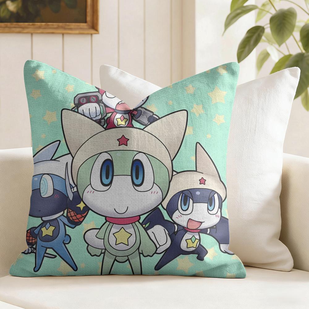 Keroro Gunsou Frog Cushion Cover Eco Linen Pillow Case DoubleSided Print Breathable Durable Zipper Home Decor Gift