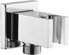Chrome-plated Wall-mounted Shower Elbow with Handheld Shower Head Holder, Keychain Brass Square 1/2-inch