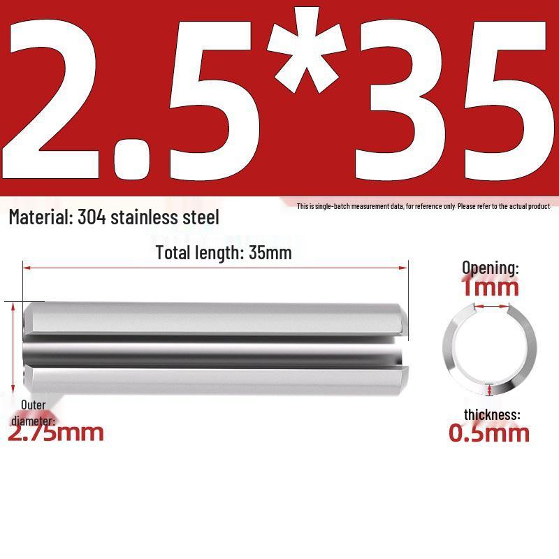 304 Stainless Steel Slotted Spring Pin, Cylindrical Shaft Pin, Locating and Hollow Pin (M5-M12)