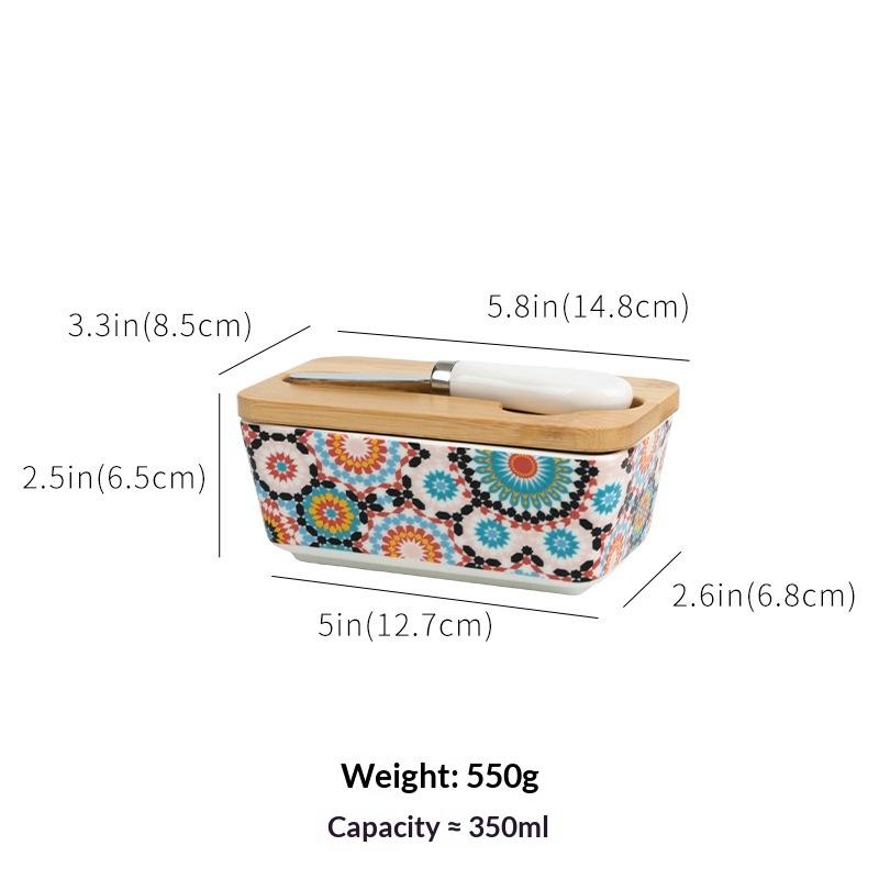 1set of Country-style Ceramic Butter Box, Retro Home Kitchen Cheese Butter Refrigerated Box, Butter Dish, Gift Storage Box lijia