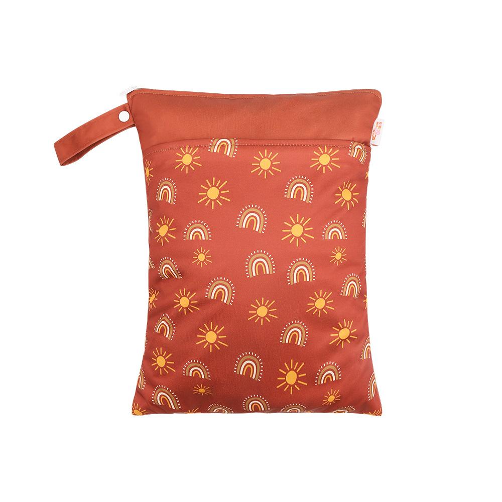 Waterproof Reusable Cloth Bag with Zipper Pocket and Handle - Fashionable Sun Burst Design, Suitable for Beaches, Swimming Pools, Gyms, Yoga