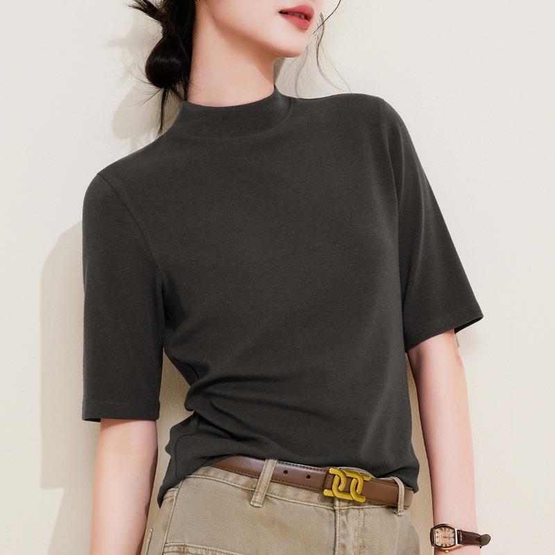 Mid-collar Women s Half-sleeve Top Spring Bottoming Shirt Inner Wear M