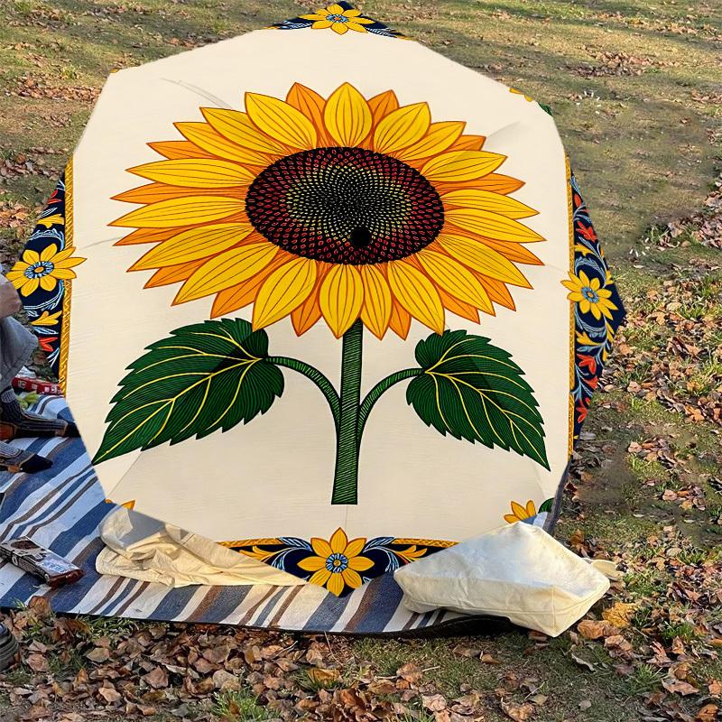 1pc Sunflower Pattern Automatic Open/Close Umbrella with Windproof, 8-Rib Sturdy Canopy, Durable Ribs, Fashionable Design1220A