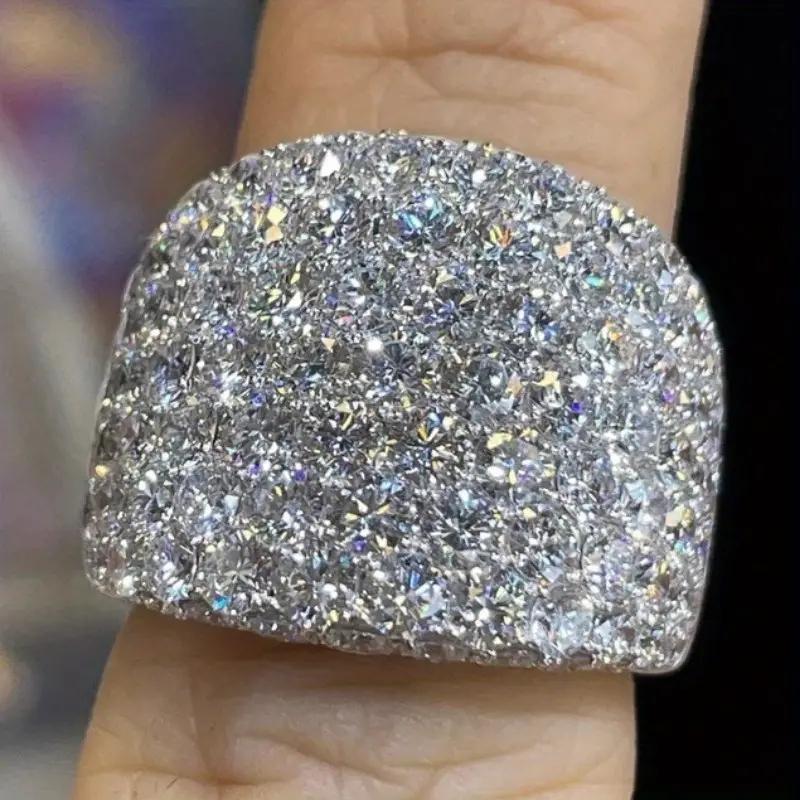 Huitan Bling Bling Kristall Zirkonia Ringe Wunderschöne Hochzeitsband Accessoires für Damen Luxus Kupferfarbe Damen Schmuck 9