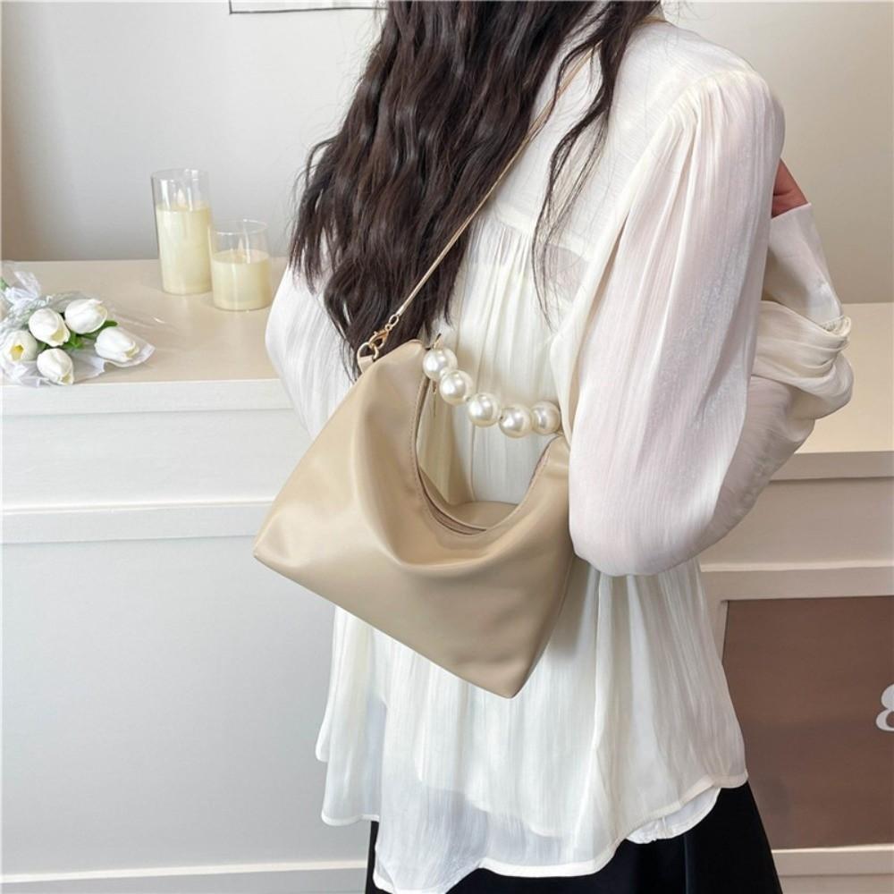 PU Leather Cloud Shoulder Bag Korean Style Women Crossbody Bag Casual Pearl Handle Handbag  Wallet