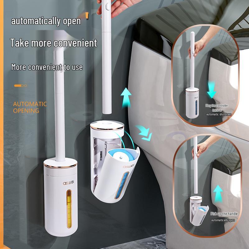 Wall-Mounted Disposable Toilet Brush with Replacement Head & Scented Sheet - No Dead Corners for Efficient Cleaning.