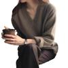 Women's Thick V-Neck Wool Sweater: Velvet, Loose, Casual Knitwear for Autumn & Winter