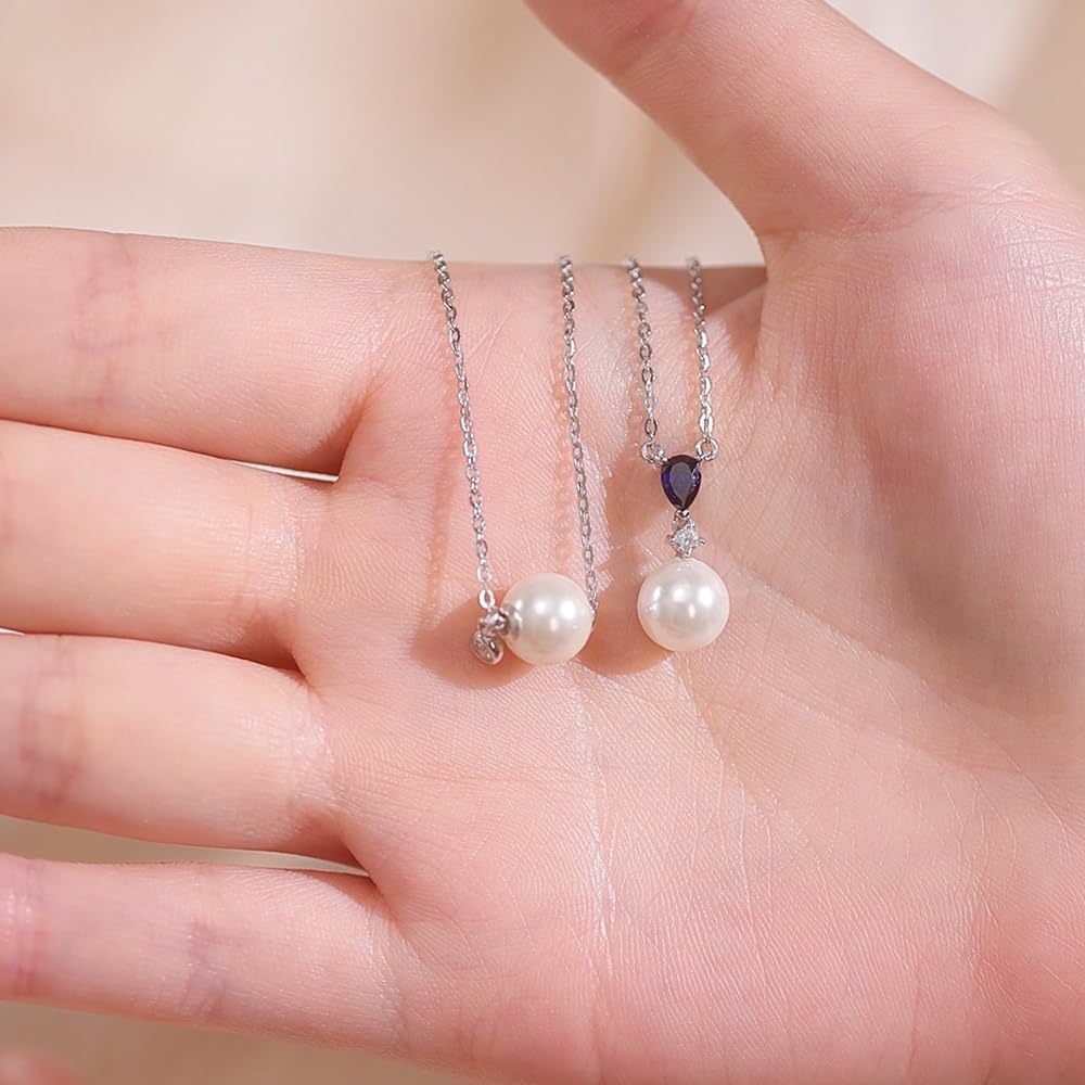FANCIME Genuine Pearl Necklace for Natural Single Freshwater S925 Perfect for and Gift Wrapping Women, Pearl, 7-7.5mm, Pearl, Zirconia, Silver,
