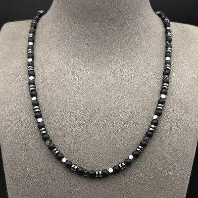 Natural Tiger Eye Stone Hematite Beads Chain Necklace for Women Men Silver Color Lapis Lazuli Reiki Healing Amulet Jewelry Gift