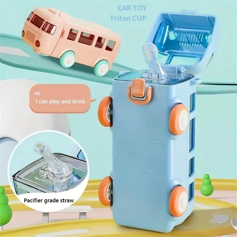 

Kid Water Bottle Car Cartoon With Shoulder Strap Childrens Kawaii Girls Straw Water Bottles Tumbler Toddler Travel Water 7L7HP8 501-600ml синий