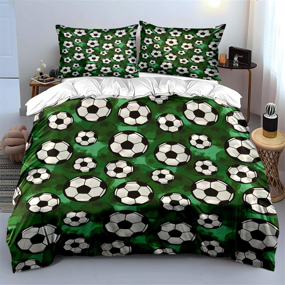 "Green Soccer Ball Bedding Set" Bedding Duvet Cover Set Duvet Cover Pillowcases (1 * Duvet Cover 2 * Pillowcases, Without Duvet Insert)