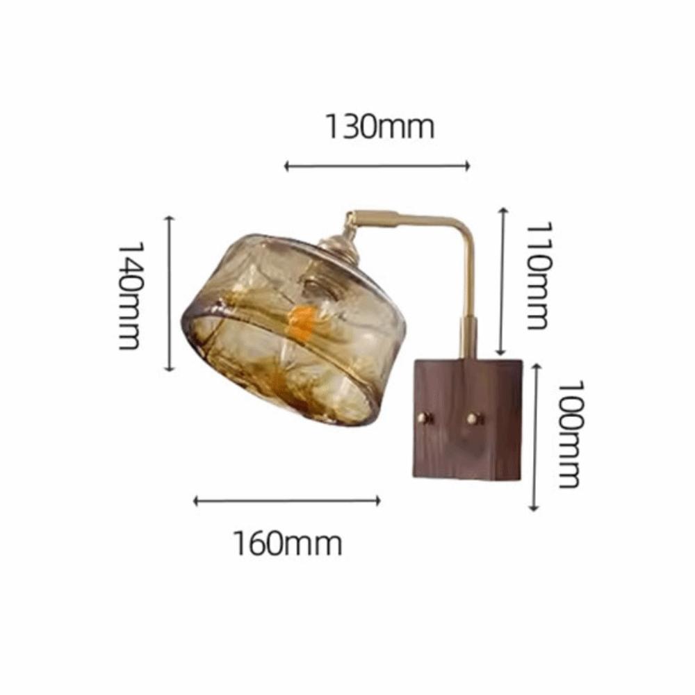 Modern Luxury Retro Wooden Wall Lamp Vintage Walnut Nordic Glass Wall Sconce Glass/Ceramic Lampshade Atmosphere Lighting