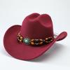 Autumn and Winter Woolen Top Hat Tibetan Hat European and American Style Jazz Hat Western Cowboy Hat Big Brim Felt Hat