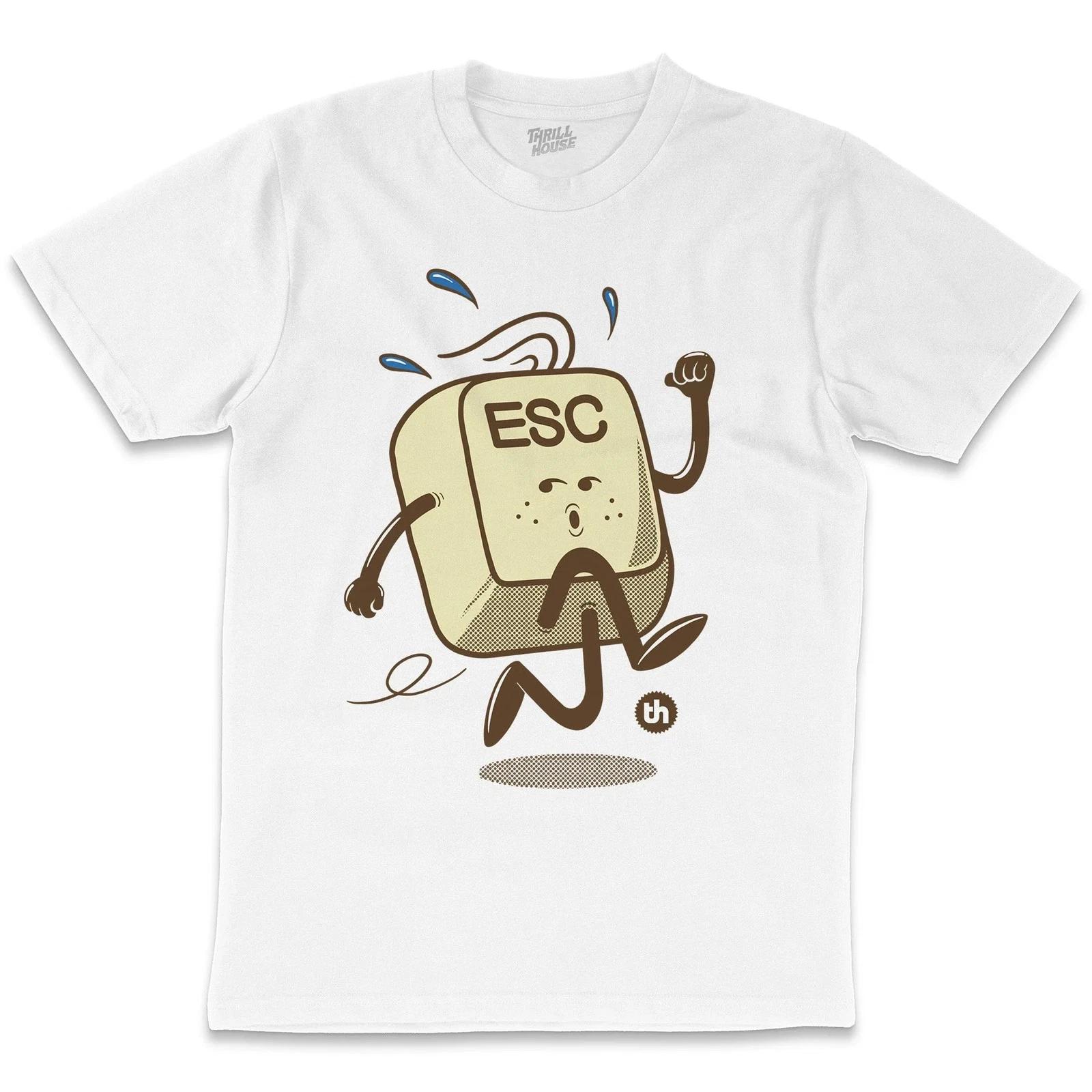 Escape Key Funny Computer Keyboard ESC Geek Nerd Cotton T-Shirt S