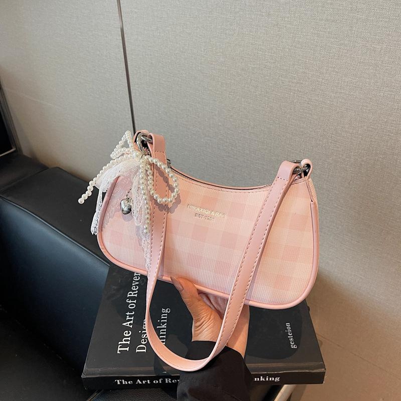 Niche Design Bag Women's New Summer Fashion Plaid Messenger Bag Single Shoulder Underarm Small Square Bag