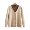 Chinese women's clothing new fake two-piece sweater top short knitted sweater mother autumn clothing middle-aged and elderly bottoming shirt