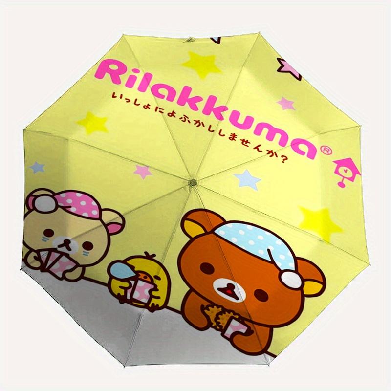 1pc Rilakkuma,San-X Automatic Umbrella-Foldable, Durable 8-Bone Design, Compact and Stylish, Great for Camping, Halloween, Christmas, Mother