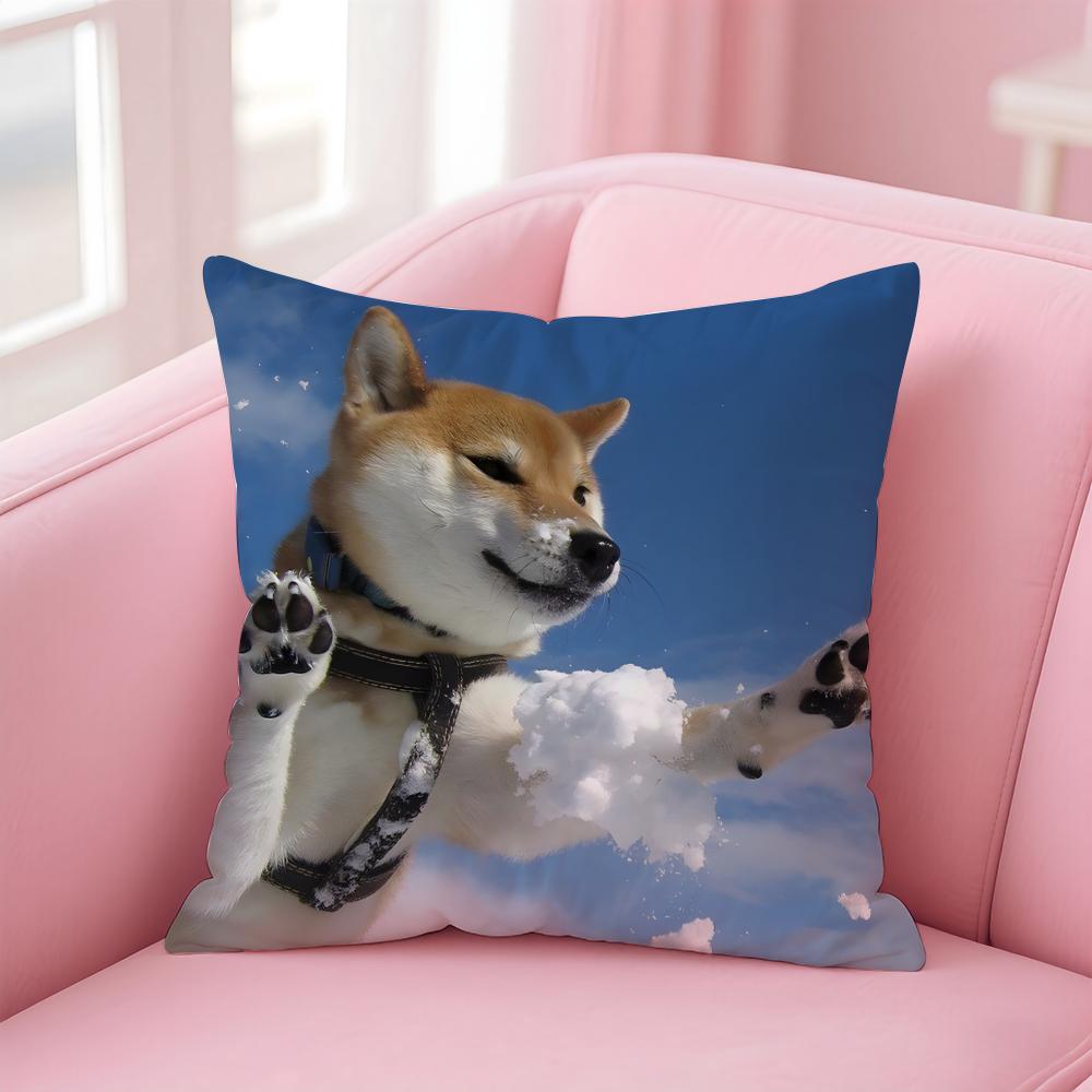 Adorable Japanese Animal Dog Art Cute Shiba Inu Cushion Cover Pillow Case Soft Skin Friendly Fabric  Concealed Zipper