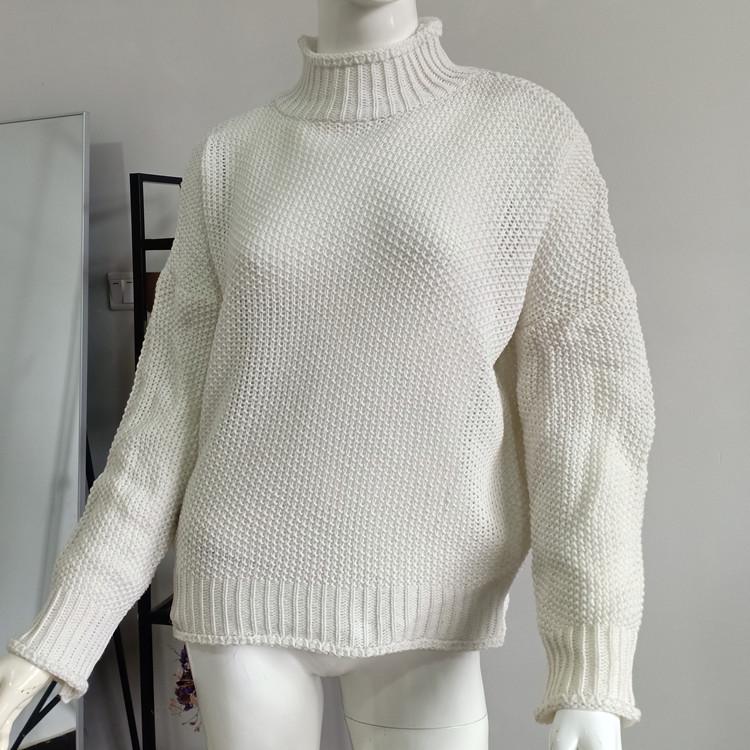 Chunky Knit Batwing Sleeve European-American Semi-High Neck Oversized Sweater