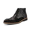 Trendy and fashionable pointed leather boots, high-top lace-up Martin boots, spring and autumn sequined suede medium boots