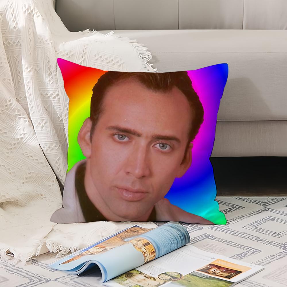 Funny Emoticons N-Nicolas C-Cage Pillow Case Office Cushions Suitable For Sofa Car Bedroom Decorative Cushion Cover