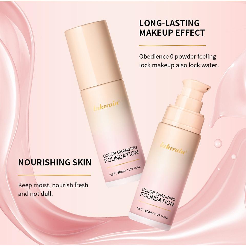 LakerainLight and Thin Color-changing Foundation,photosensitive Color Adjustment, Concealing Blemishes,long-lasting Makeup, Nourishing the Skin