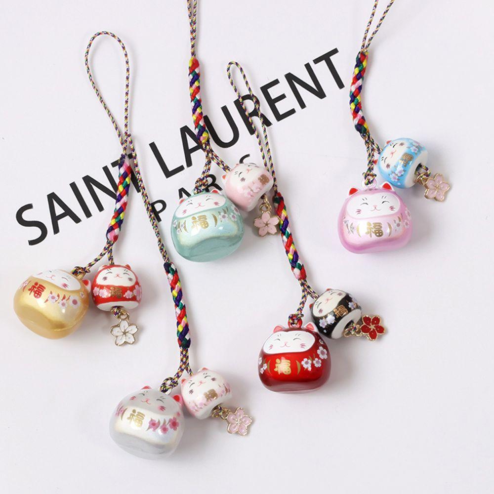 Key Holder Phone Charms Keyring Lucky Cat Keychain Sakura Cat Phone Strap Mobile Phone Lanyards