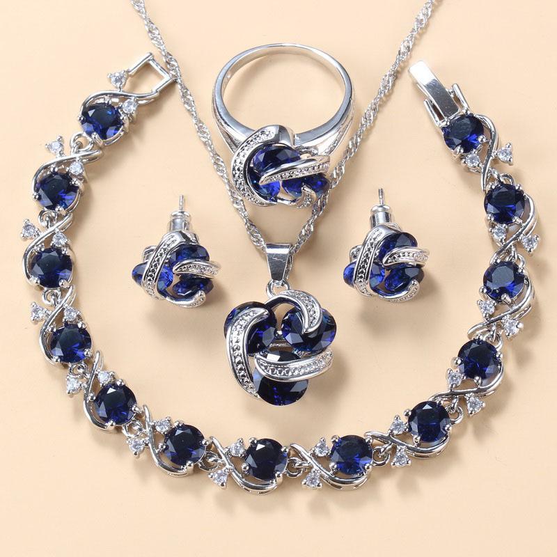 Hochzeitsaccessoires Damen Ohrring und Ring Schmucksets Top Qualität Bunter Zirkonia Brautschmuck