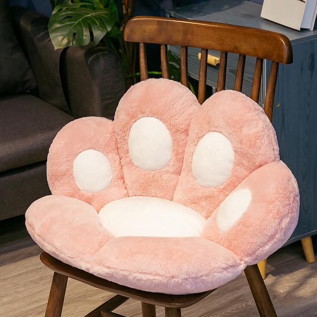 2 Größen Ins Bär & Katzenpfote Kissen Tier Sitzkissen Gefülltes Plüsch Sofa Innen Boden Haus Stuhl Dekor Winter Kinder Mädchen Geschenk (Pink,70CM) black