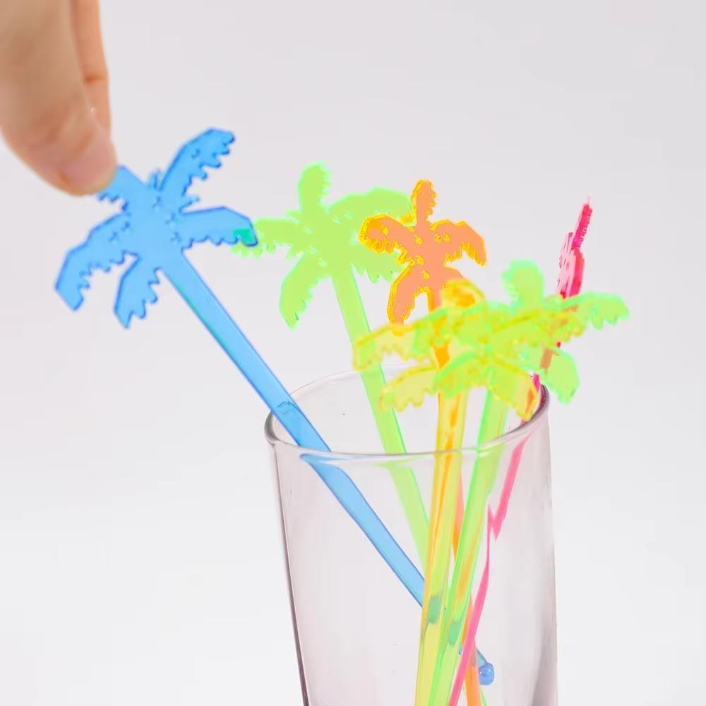 50pcs Tropical Coffee Beverage Stirrer Summer Juice Drink Stirrers  For Hawaiian Beach Party Wedding