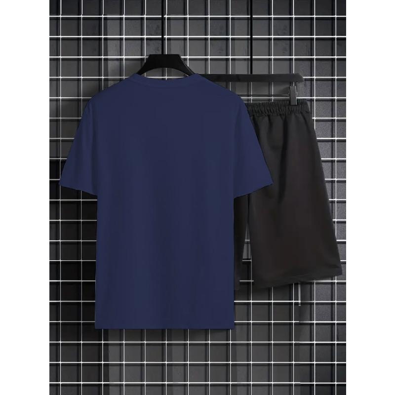 Polyester Herren Freizeit Kurzarm und Shorts Set Bequem Vielseitig Innen Außen Sommer Freizeit Outfit