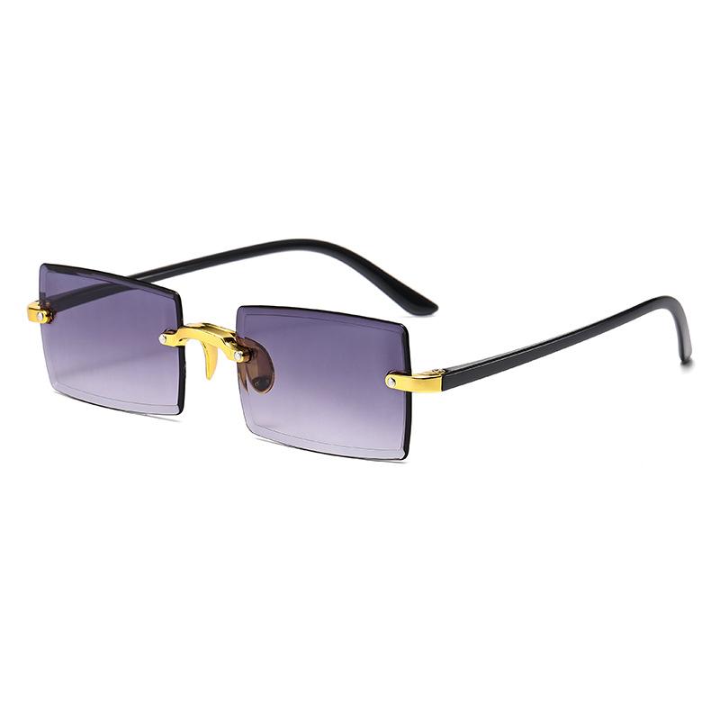 Frameless Trimmed Square Gradual Change Color Marine Sunglasses, Fashionable Ins Street Sunglasses