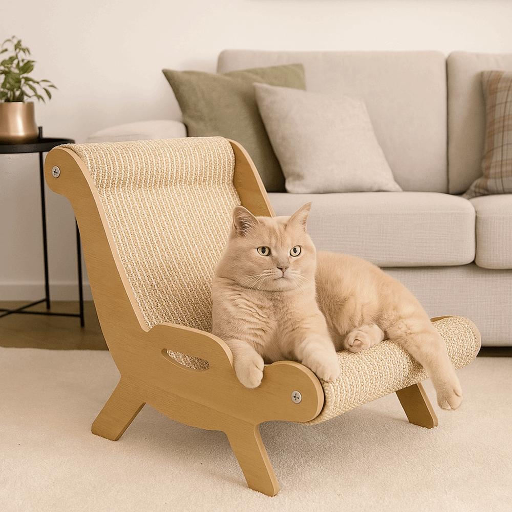 Elevated Pet Rocking Chair Wooden Cat Sofa Bed Cat Scratcher Cat Hammock Bed  for Cats/Dogs