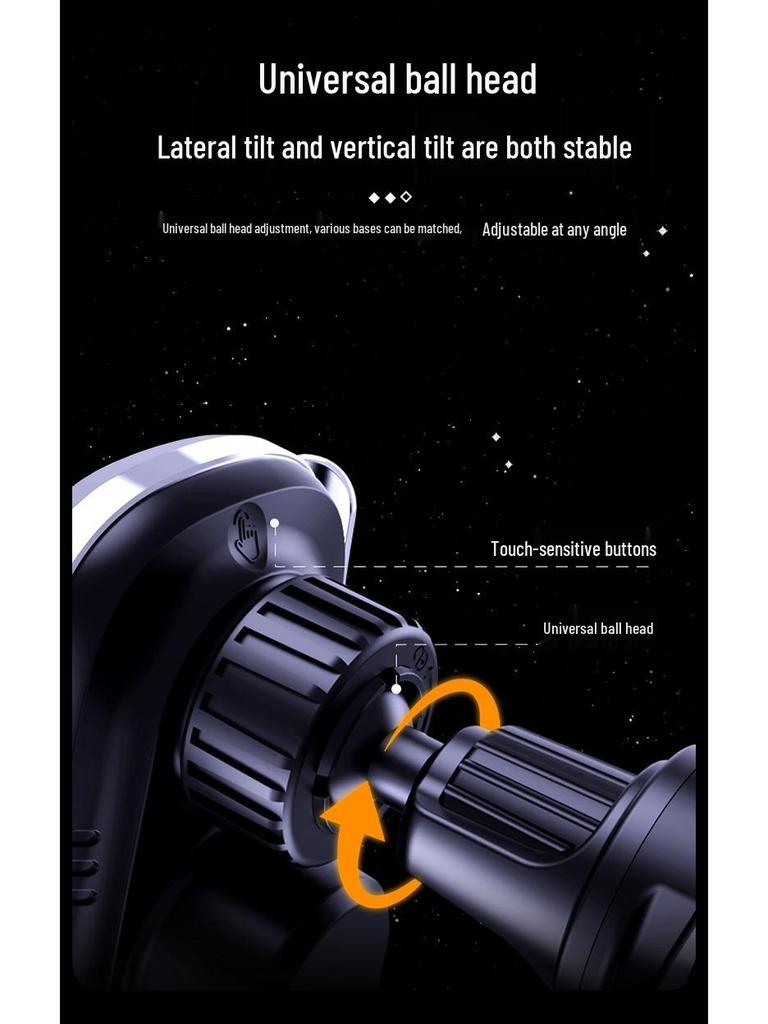 Treaxtlig gravitationsluftventilsbiltelefonhållare med trådlös laddning