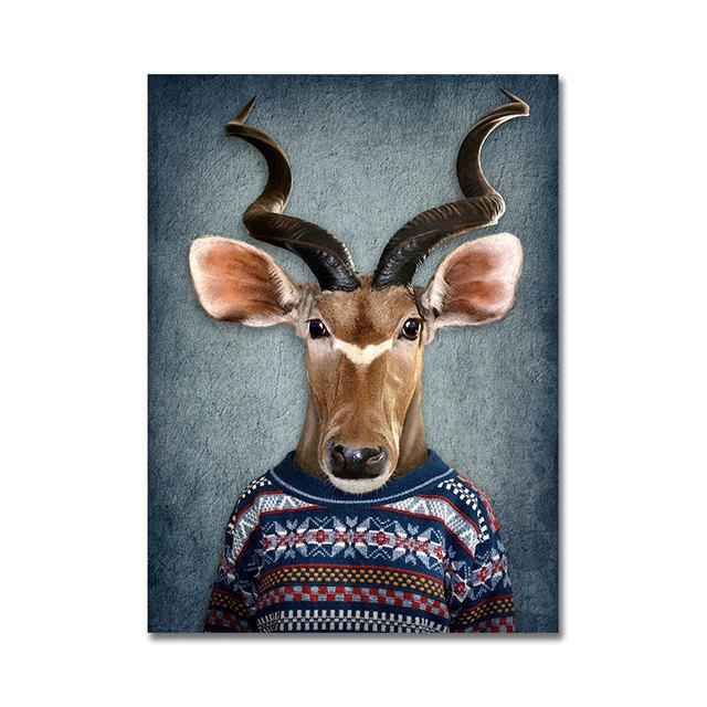 

Настенное искусство в стиле ретро, ​​абстрактные животные в ткани, холст, картина, постер с изображением льва, печать на холсте со слоном, изображение для декора гостиной 21*30cm