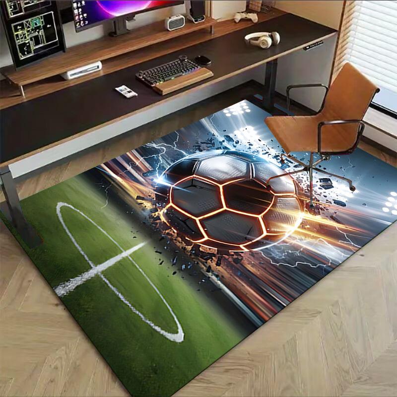 1 szt. Piłka nożna Bardzo duży antypoślizgowy dywanik podłogowy, Biuro, rodzina, sypialnia, Studio   Duży dywan, Dywaniki wewnętrzne, , Żywe kolory